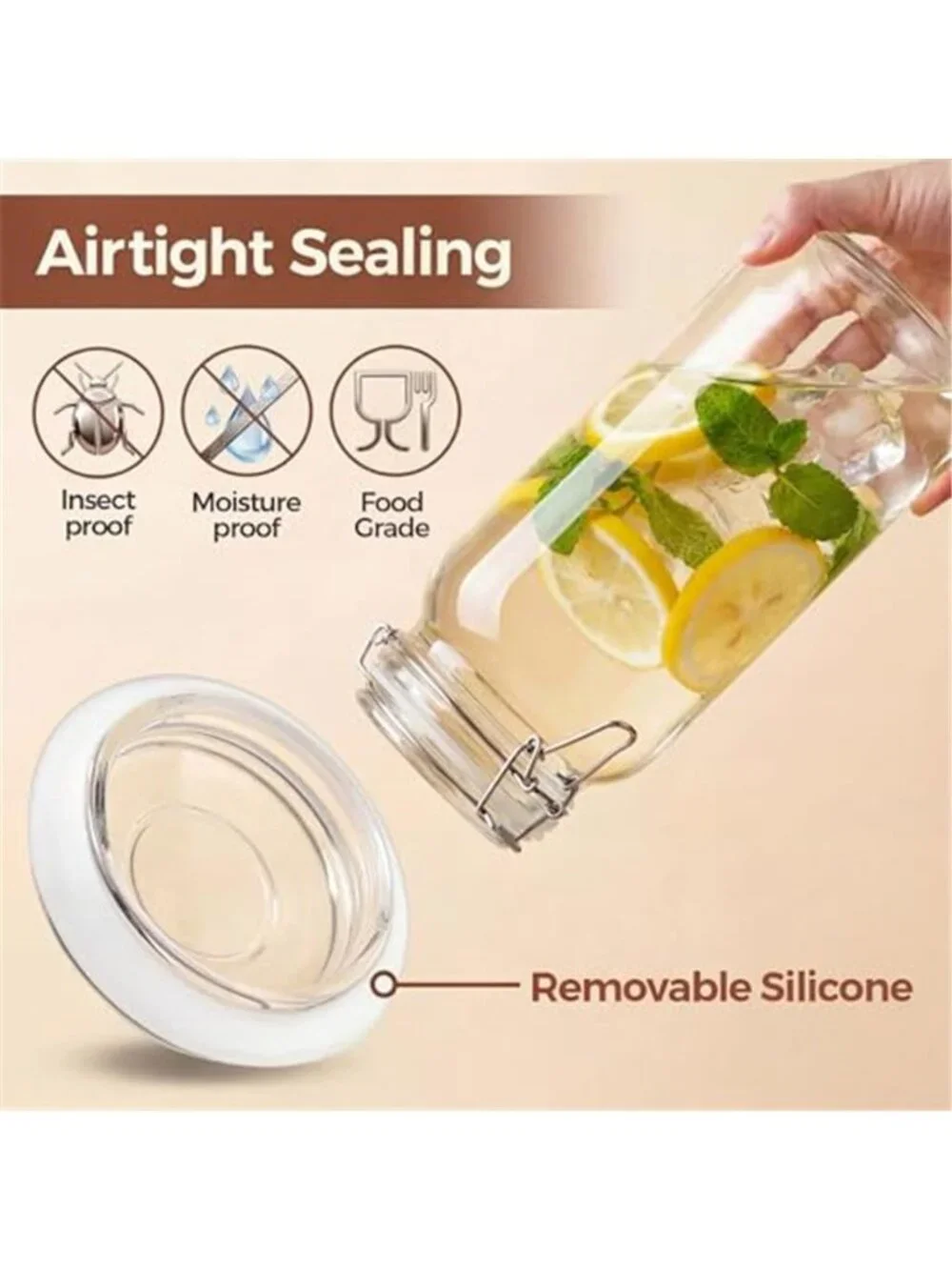 78oz - 3 Pack Square Glass Jars with Airtight Lid, Wide Mouth Mason Jars